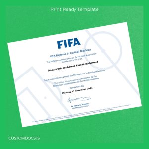 custom Iran FIFA Diploma in Football Medicine Template File Preview - CustomDocs