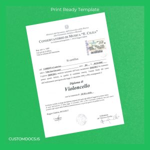 custom Italy Conservatorio di Musica F. Cilea Diploma in Cello File Preview - CustomDocs