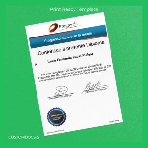 custom Italy Progrentis Diploma Certificate File Preview - CustomDocs