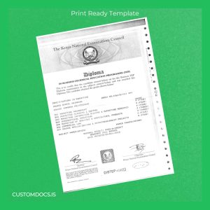 custom Kenya Mombasa Polytechnic Diploma in Marketing Template File Preview - CustomDocs