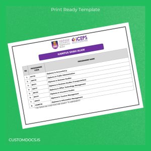 custom Malaysia Universiti Teknologi MARA Diploma in Halal Management Template File Preview - CustomDocs