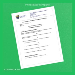custom Malaysia University Malaya Bachelor of Business Administration Template File Preview - CustomDocs