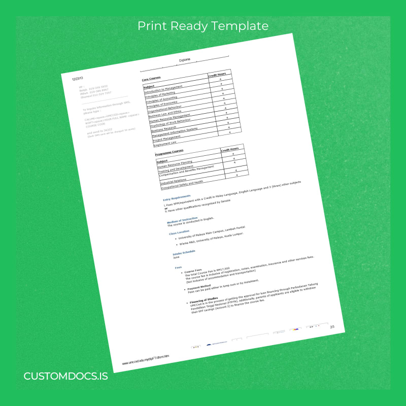 Custom Malaysia University of Malaya Diploma in Human Resource Management Template page 2 File Preview - CustomDocs