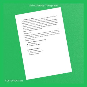 custom Malaysia University of Malaysia Diploma in Management Template File Preview - CustomDocs