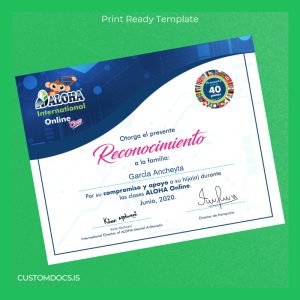custom Mexico ALOHA International Recognition Certificate File Preview - CustomDocs