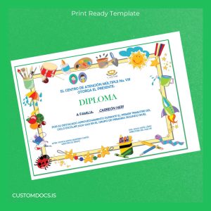 custom Mexico Centro de Atención Múltiple No. VIII Diploma Template File Preview - CustomDocs