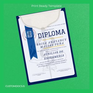 custom Mexico Desarrollo Social Municipal Auxiliary Diploma in Nursing Template File Preview - CustomDocs