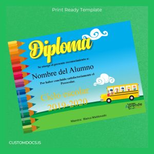 custom Mexico Diploma Preschool Certificate Template File Preview - CustomDocs