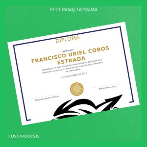 custom Mexico Diploma in Motorcycle Mechanics Template File Preview - CustomDocs