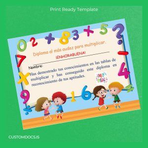 custom Mexico Diploma in Multiplication Skills Template File Preview - CustomDocs