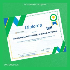 custom Mexico Diploma in Science and Technology Certificate File Preview - CustomDocs