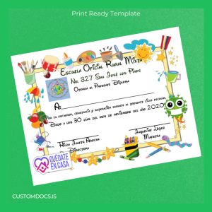custom Mexico Escuela Oficial Rural Mixta Diploma Template File Preview - CustomDocs