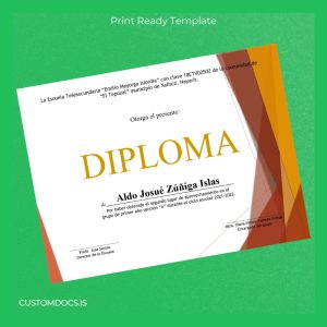 custom Mexico Escuela Telesecundaria Emilio Mayorga Isiordia Diploma Certificate File Preview - CustomDocs