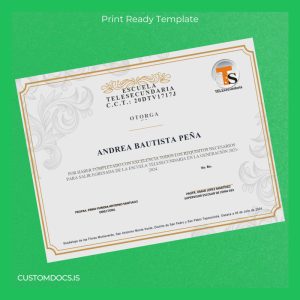 custom Mexico Escuela Telesecundaria High School Diploma File Preview - CustomDocs