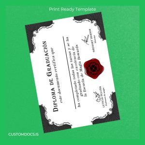 custom Mexico Escuela de Magia Graduation Diploma Template File Preview - CustomDocs