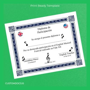 custom Mexico Fide XII School Participation Diploma Template File Preview - CustomDocs