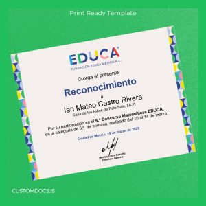 custom Mexico Fundación EDUCA Recognition Certificate File Preview - CustomDocs