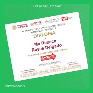custom Mexico ISSSTE Diploma Template File Preview - CustomDocs
