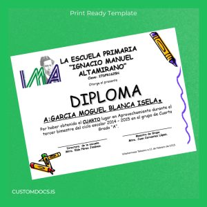 custom Mexico Ignacio Manuel Altamirano Primary School Diploma File Preview - CustomDocs
