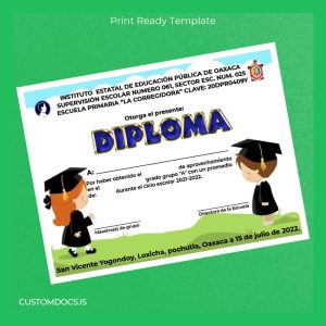 custom Mexico Instituto Estatal de Educación Pública de Oaxaca Diploma Template File Preview - CustomDocs
