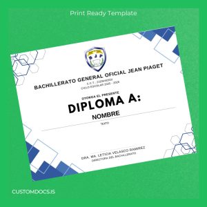 custom Mexico Jean Piaget Official High School Diploma Template File Preview - CustomDocs