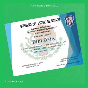 custom Mexico José Santos Godínez Primary School Diploma for Academic Achievement File Preview - CustomDocs