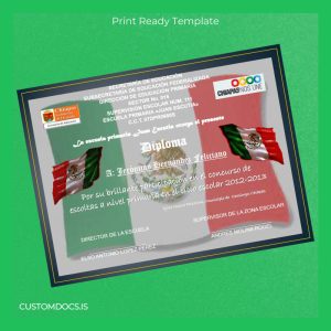 custom Mexico Juan Escutia Primary School Diploma File Preview - CustomDocs