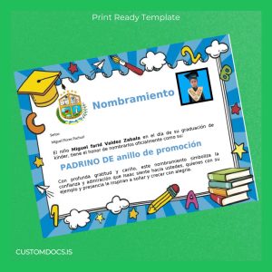 custom Mexico Kinder Graduation Certificate Template File Preview - CustomDocs