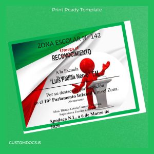 custom Mexico Luis Padilla Nervo T.M. School Recognition Certificate File Preview - CustomDocs