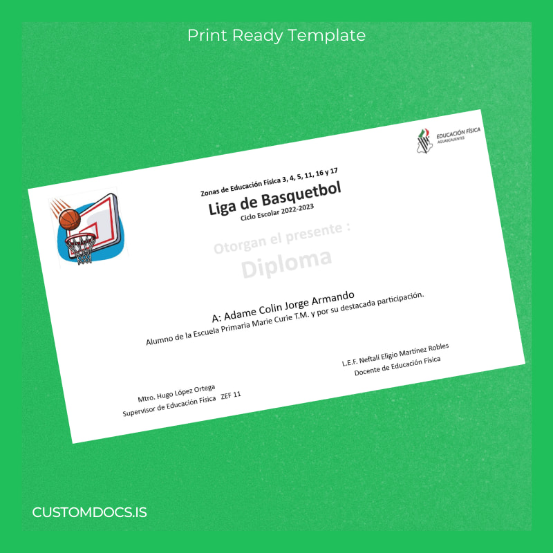 custom Mexico Marie Curie Primary School Diploma Template File Preview - CustomDocs