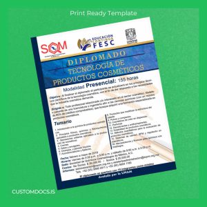 custom Mexico National Autonomous University Diploma in Cosmetic Technology Template File Preview - CustomDocs