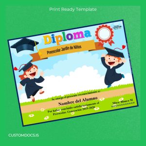 custom Mexico Preescolar Jardín de Niños Diploma Template File Preview - CustomDocs