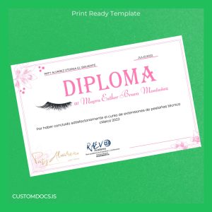 custom Mexico RAÉVÓ Academy Diploma in Eyelash Extensions Classic Technique File Preview - CustomDocs