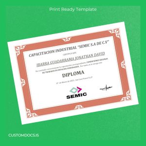 custom Mexico SEMIC S.A. de C.V. Diploma File Preview - CustomDocs