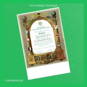 custom Mexico Supreme Council of International Masonic Organization Master Secret Degree 4 Certificate File Preview - CustomDocs