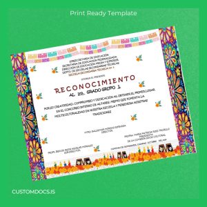 custom Mexico Technical Secondary School No. 5 Recognition Certificate File Preview - CustomDocs