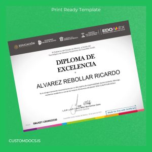 custom Mexico Tecnológico de Estudios Superiores de Cuautitlán Izcalli Excellence Diploma File Preview - CustomDocs