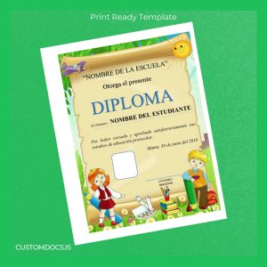custom Mexico Unidad Educativa _NOMBRE DE LA ESCUELA_ Preschool Education Diploma Template File Preview - CustomDocs