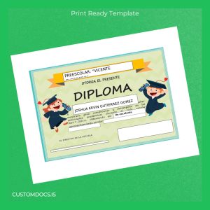 custom Mexico Vicente Guerrero Preschool Diploma Template File Preview - CustomDocs