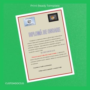 custom Moldova Calfa Community Honorary Diploma File Preview - CustomDocs