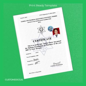 custom Nepal Council for Technical Education and Vocational Training Diploma in Pharmacy Certificate File Preview - CustomDocs