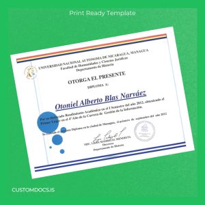 custom Nicaragua Universidad Nacional Autónoma de Nicaragua Diploma File Preview - CustomDocs
