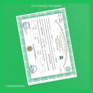 custom Pakistan TEVTA Diploma of Carpenter Template File Preview - CustomDocs