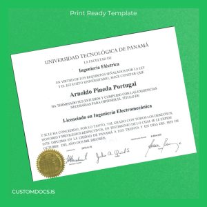 custom Panama University Bachelor of Science in Electromechanical Engineering Template File Preview - CustomDocs