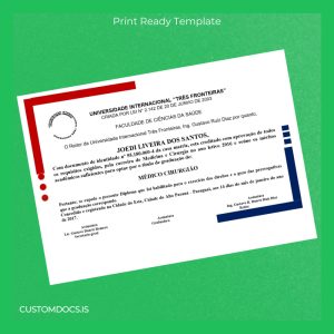 custom Paraguay Universidade Internacional Três Fronteiras Doctor of Medicine Diploma File Preview - CustomDocs
