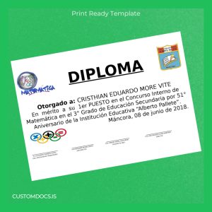 custom Peru Alberto Pallete Institution Diploma File Preview - CustomDocs