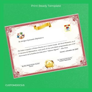custom Peru Alfonso Ugarte Institution First Place Diploma File Preview - CustomDocs