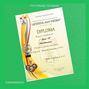 custom Peru Apóstol San Pedro Diploma in Volleyball File Preview - CustomDocs