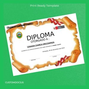 custom Peru Arequipa Primary School Diploma Template File Preview - CustomDocs