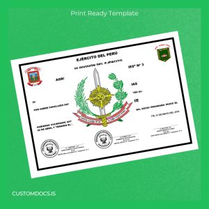 custom Peru Army III Division Humvee Driver Course Diploma File Preview - CustomDocs